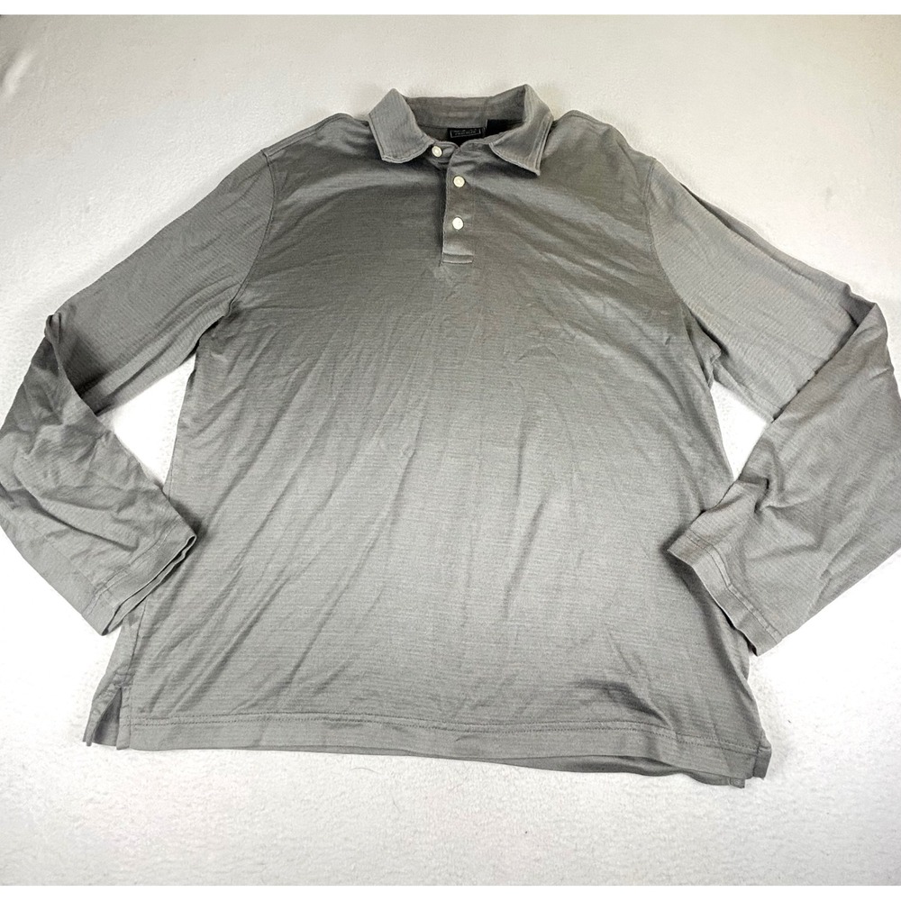 Jos. A. Bank Traveler Long‎ Sleeve Polo Mens Large Gray Classic Business Casual